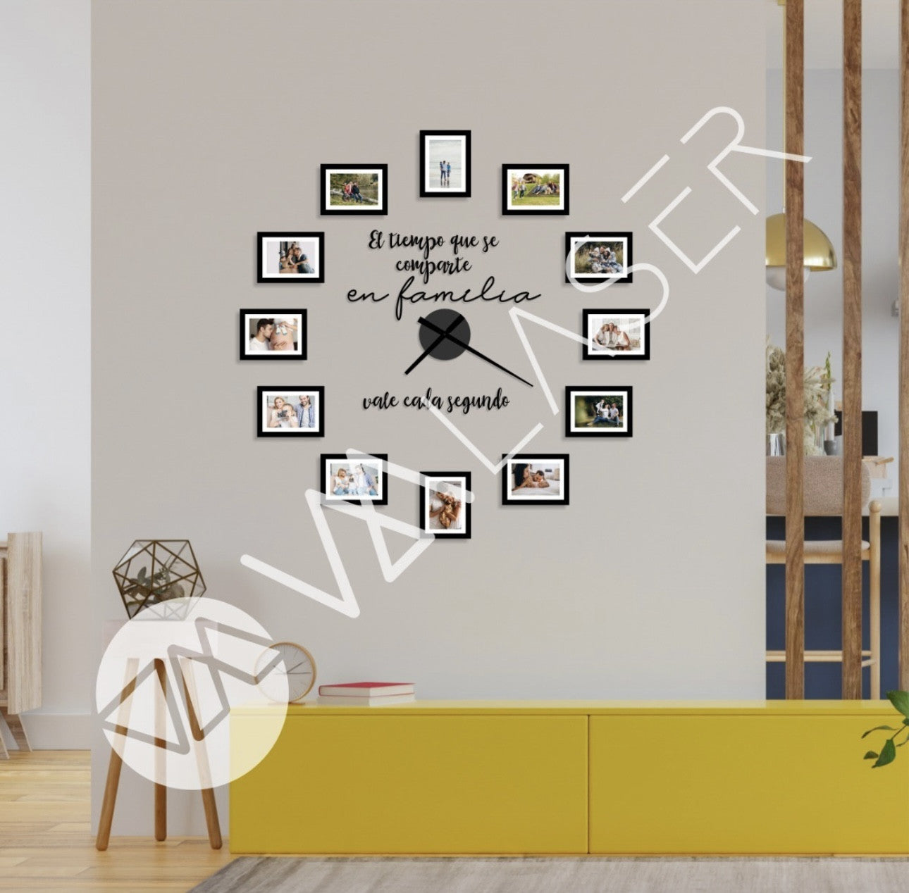 Reloj decorativo porta-retrato familiar